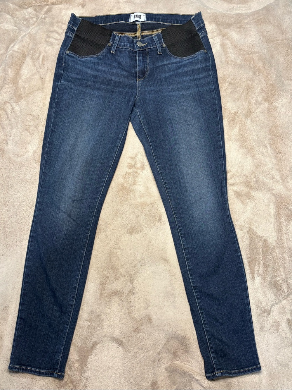 PAIGE maternity Dark Blue Skinny Jeans with Black Stretch Panels